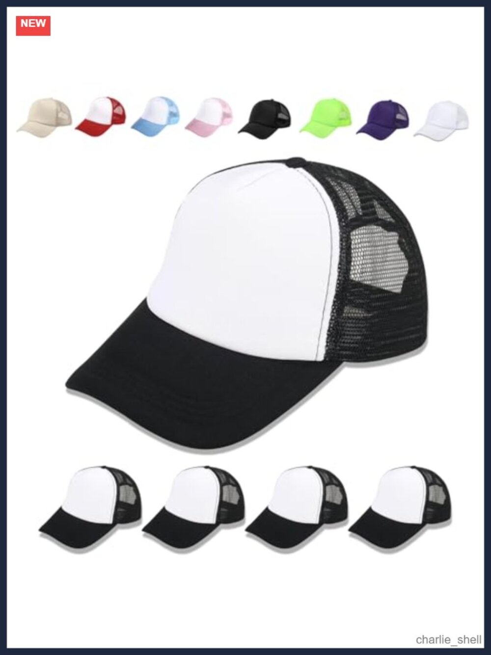 5 Pack Sublimation Blank Baseball Cap Adjustable Polyester Mesh Trucker Hats
